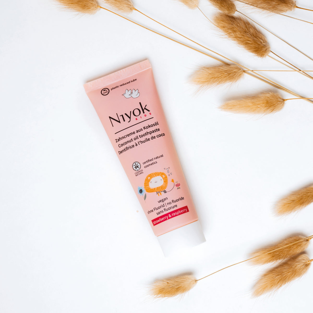 Zahncreme aus Kokosöl (KIDS) – Natürlich Weiß & Fruchtig Mild (Erdbeere Himbeere) - Vegan & ohne Fluorid