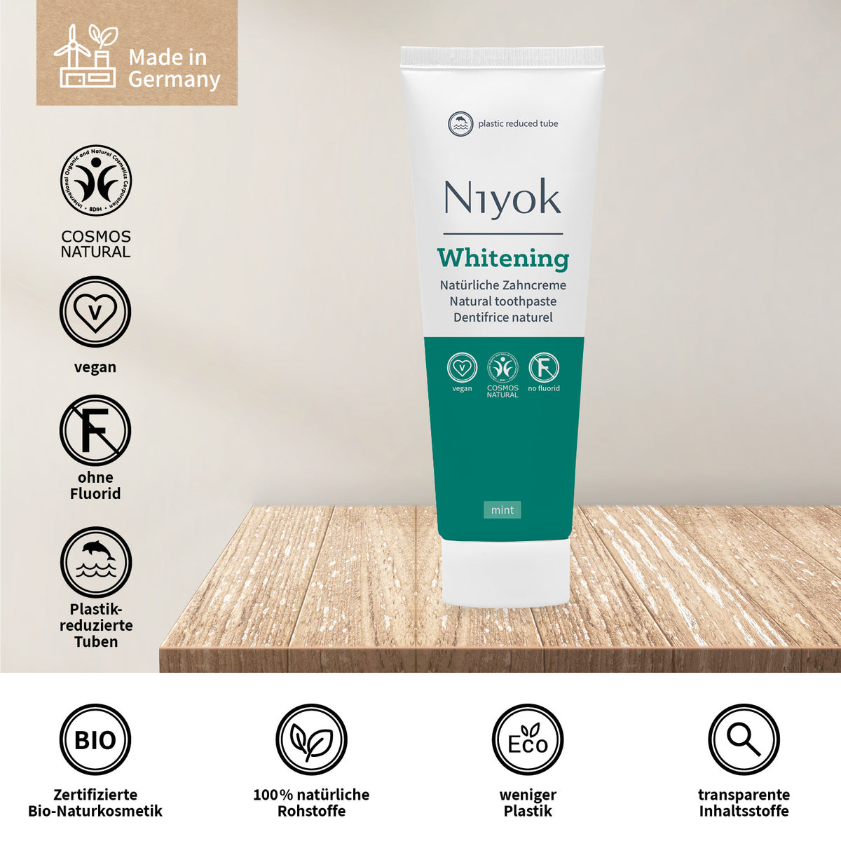 Natürliche Zahncreme – Sanft & Strahlend Weiß (Whitening) - Vegan & ohne Fluorid