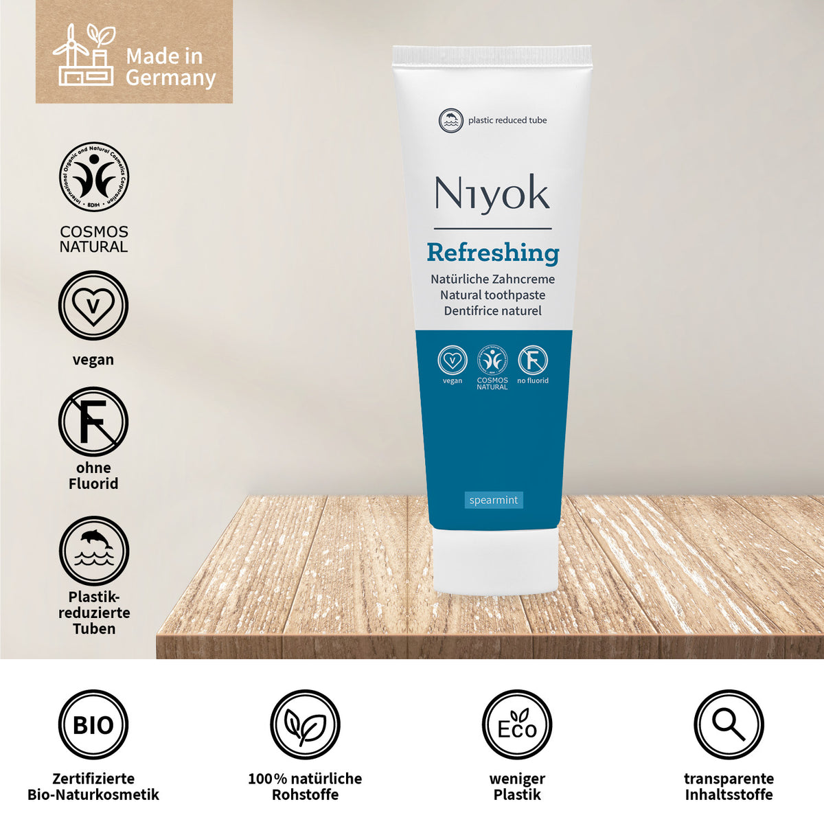 Natürliche Zahncreme – Sanft & Frisch (Refreshing) - Vegan & ohne Fluorid
