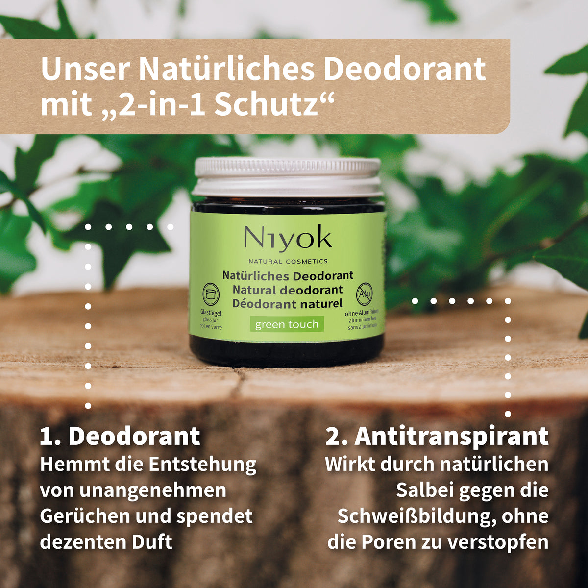 Deocreme (Light Ocean) – Zitronig-frischer Duft – 2 in 1 Antitranspirant + Schutz – Vegan & ohne Aluminium