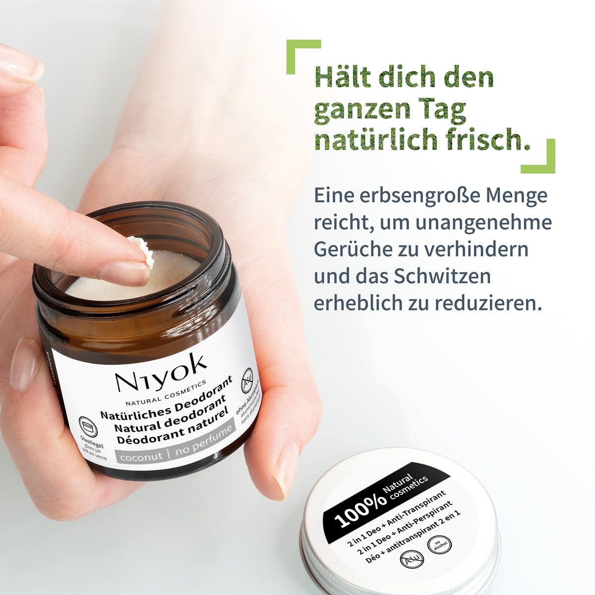 Deocreme (Kokos) – Ohne Parfüm, sanfter Kokosduft – 2 in 1 Antitranspirant + Schutz – Vegan & ohne Aluminium