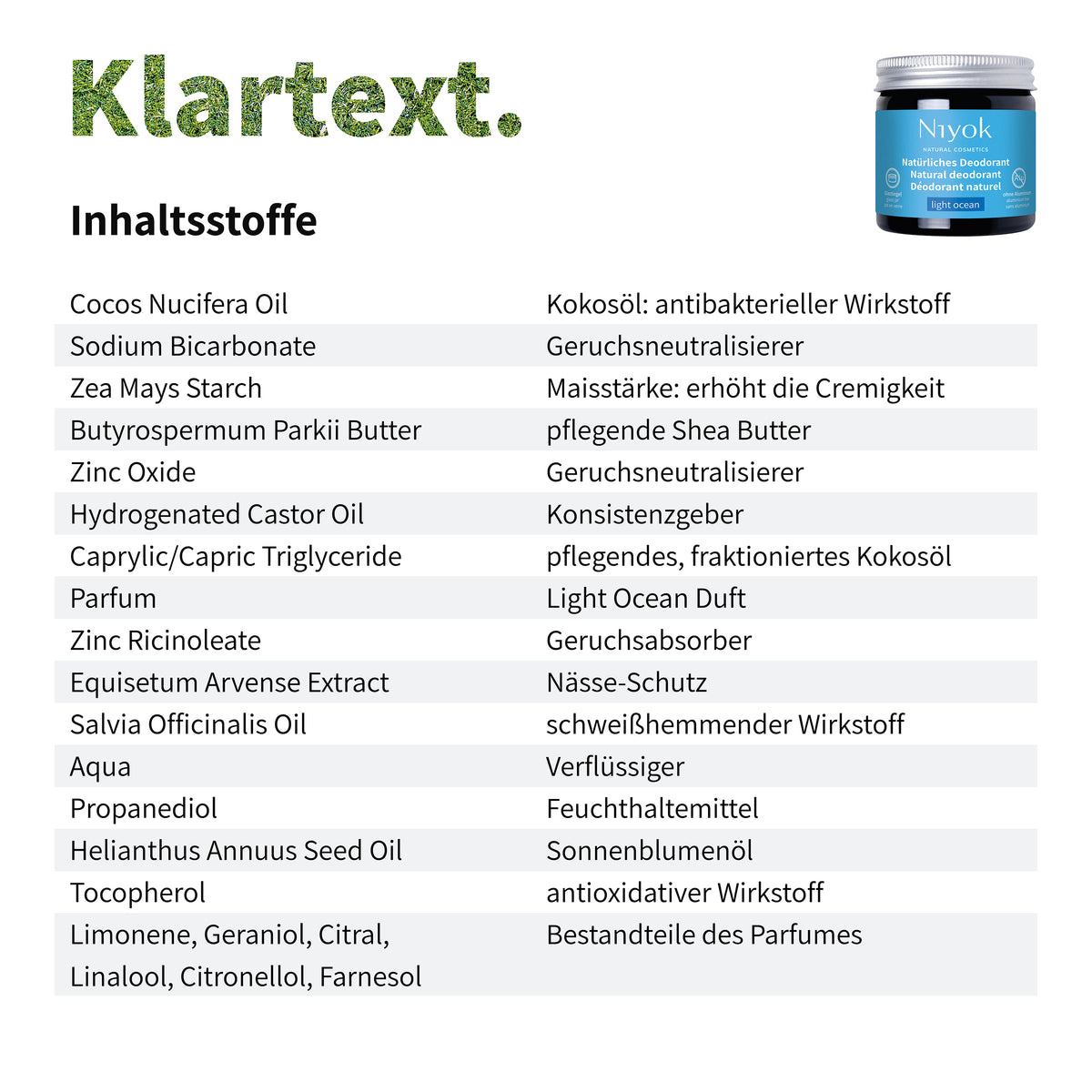 Deocreme (Light Ocean) – Zitronig-frischer Duft – 2 in 1 Antitranspirant + Schutz – Vegan & ohne Aluminium