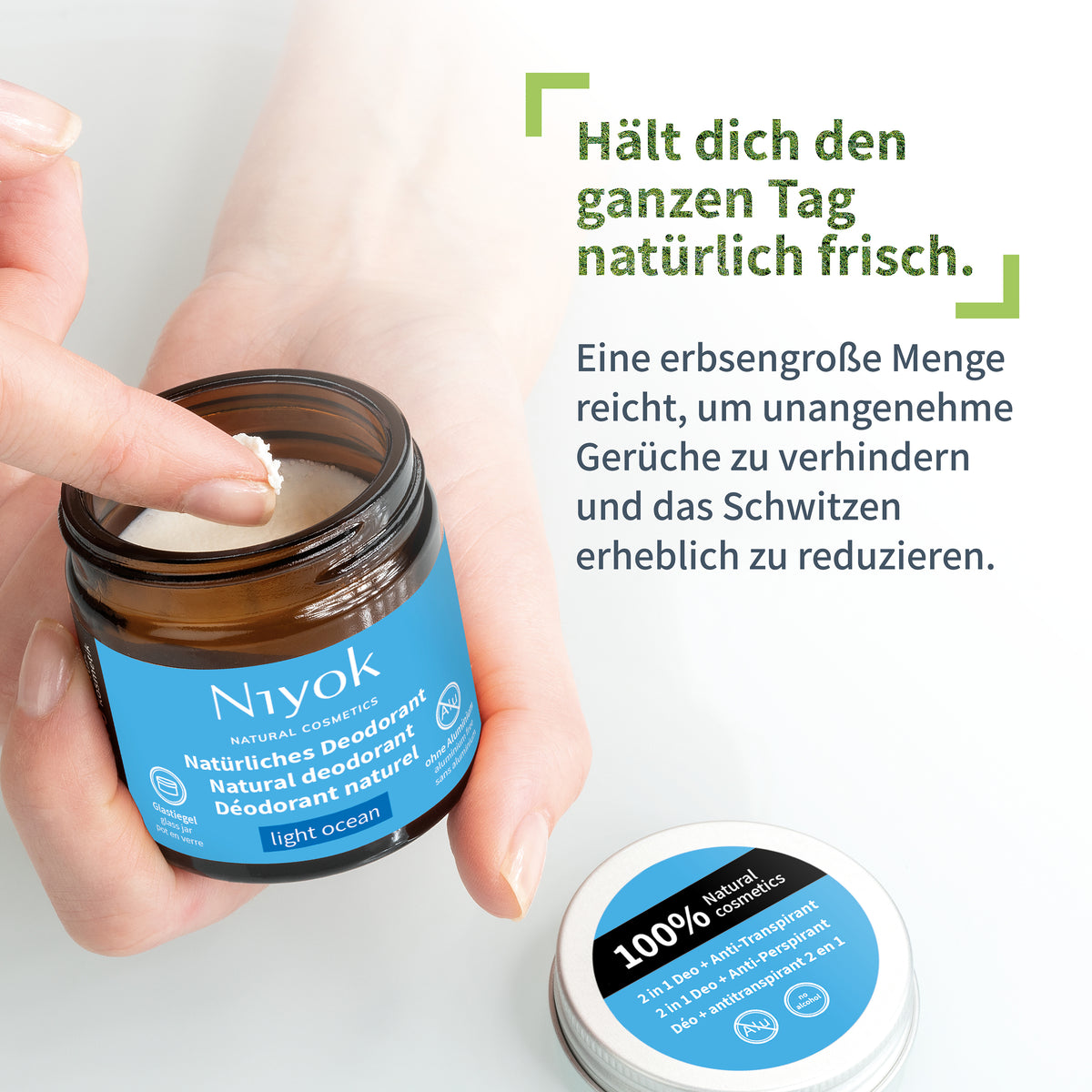 Deocreme (Light Ocean) – Zitronig-frischer Duft – 2 in 1 Antitranspirant + Schutz – Vegan & ohne Aluminium