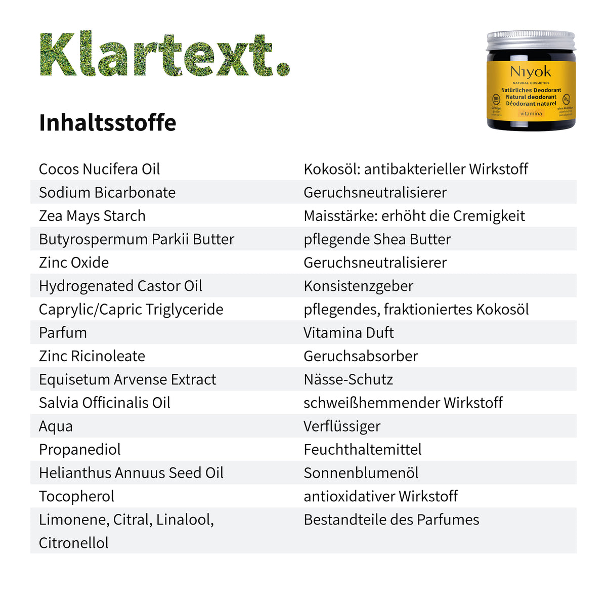 Deocreme (Vitamina) – Süß-fruchtiger Duft – 2 in 1 Antitranspirant + Schutz – Vegan & ohne Aluminium