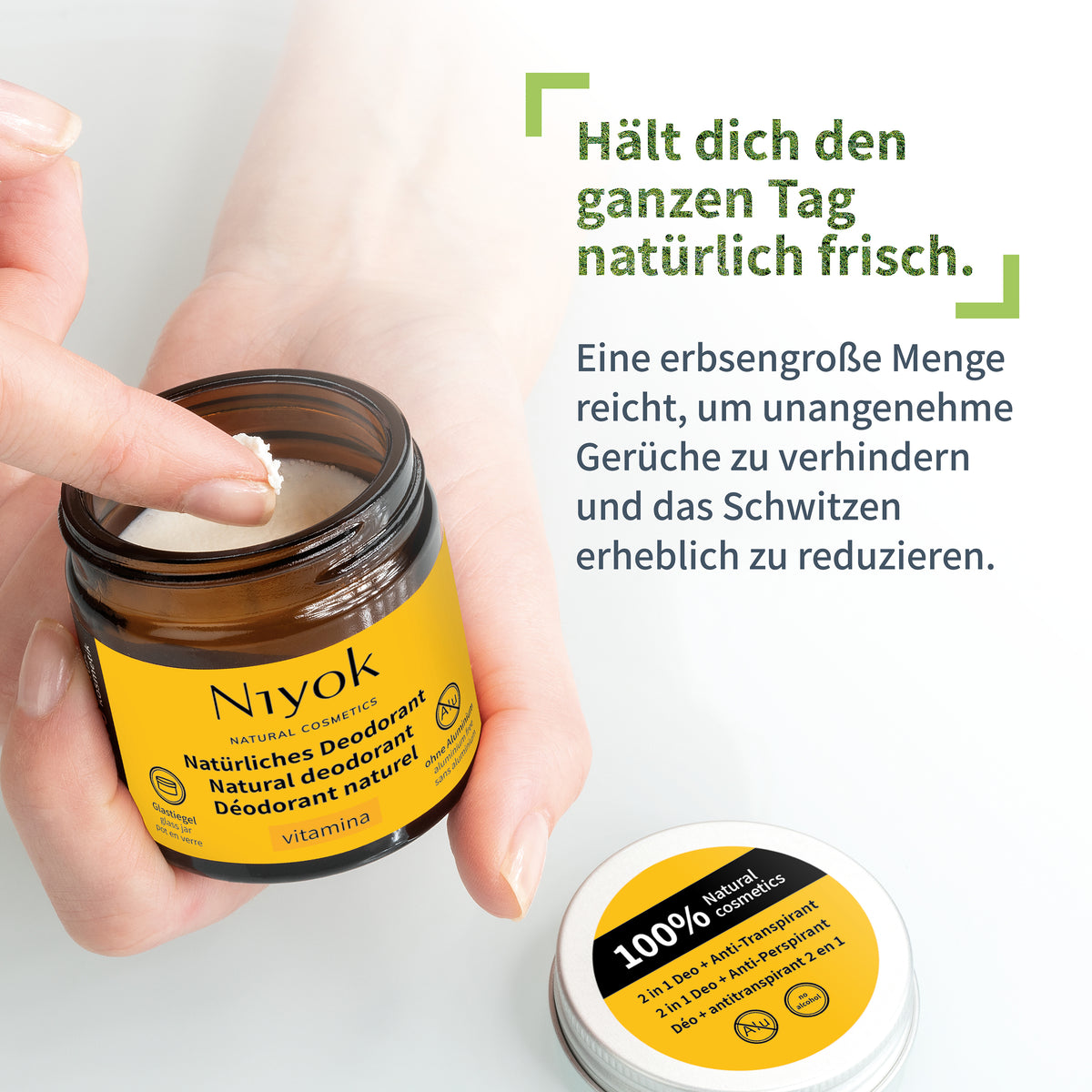 Deocreme (Vitamina) – Süß-fruchtiger Duft – 2 in 1 Antitranspirant + Schutz – Vegan & ohne Aluminium