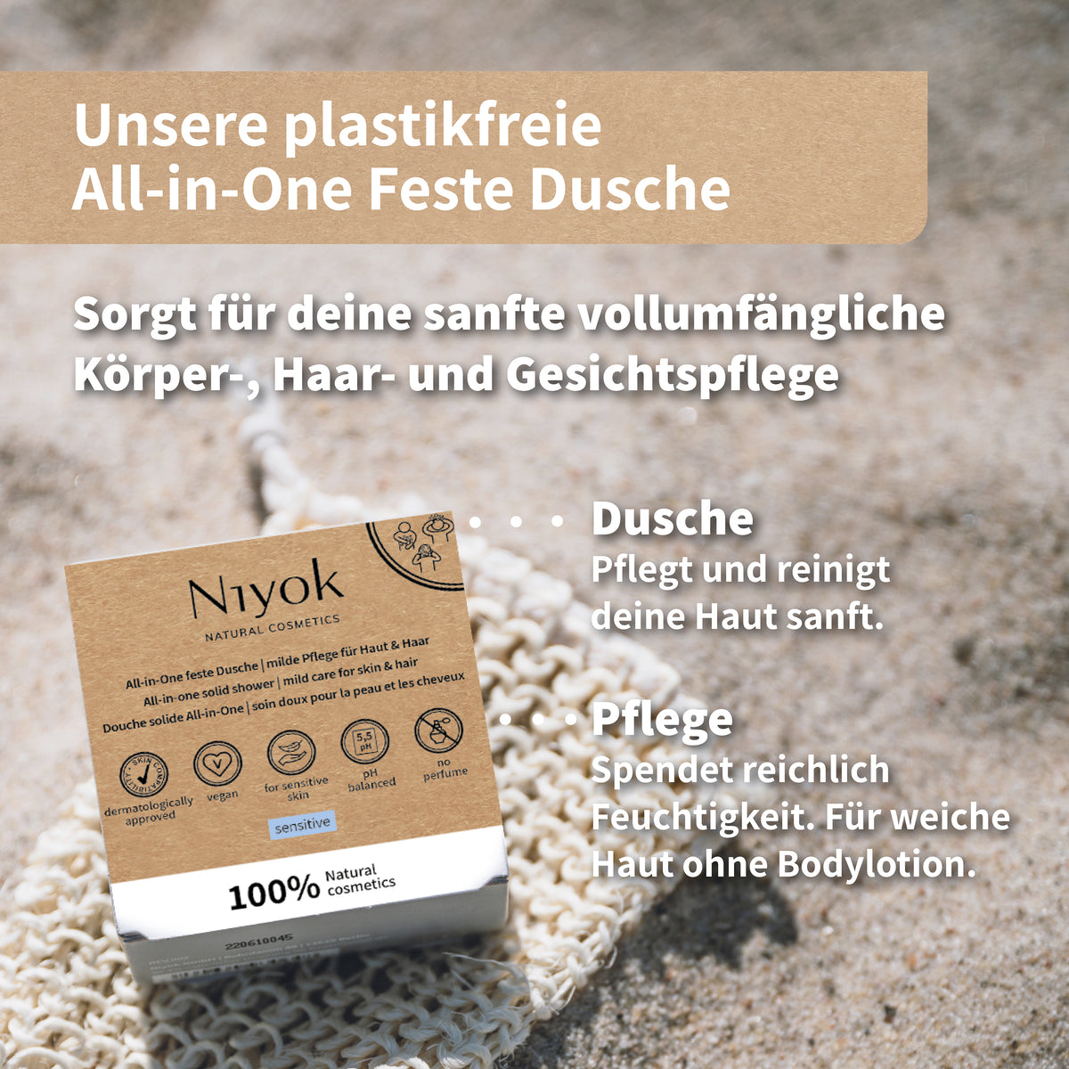 All-in-One feste Dusche | milde Pfege für Haut & Haar - Sensitiv