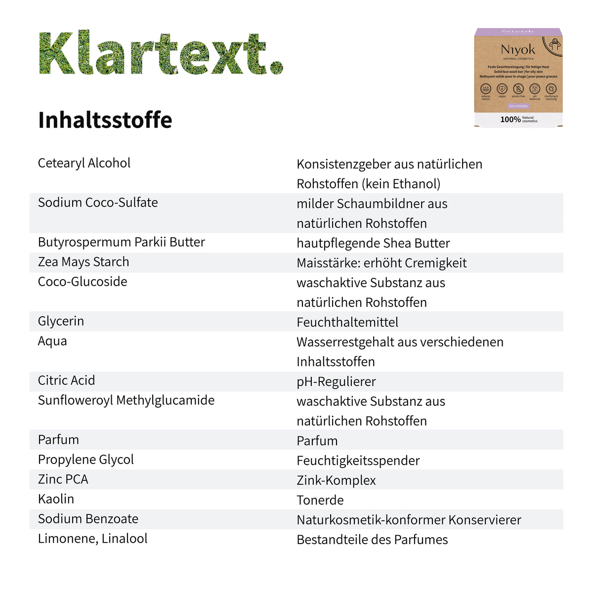 Feste Gesichtsreinigung für fettige Haut - Zink-Komplex