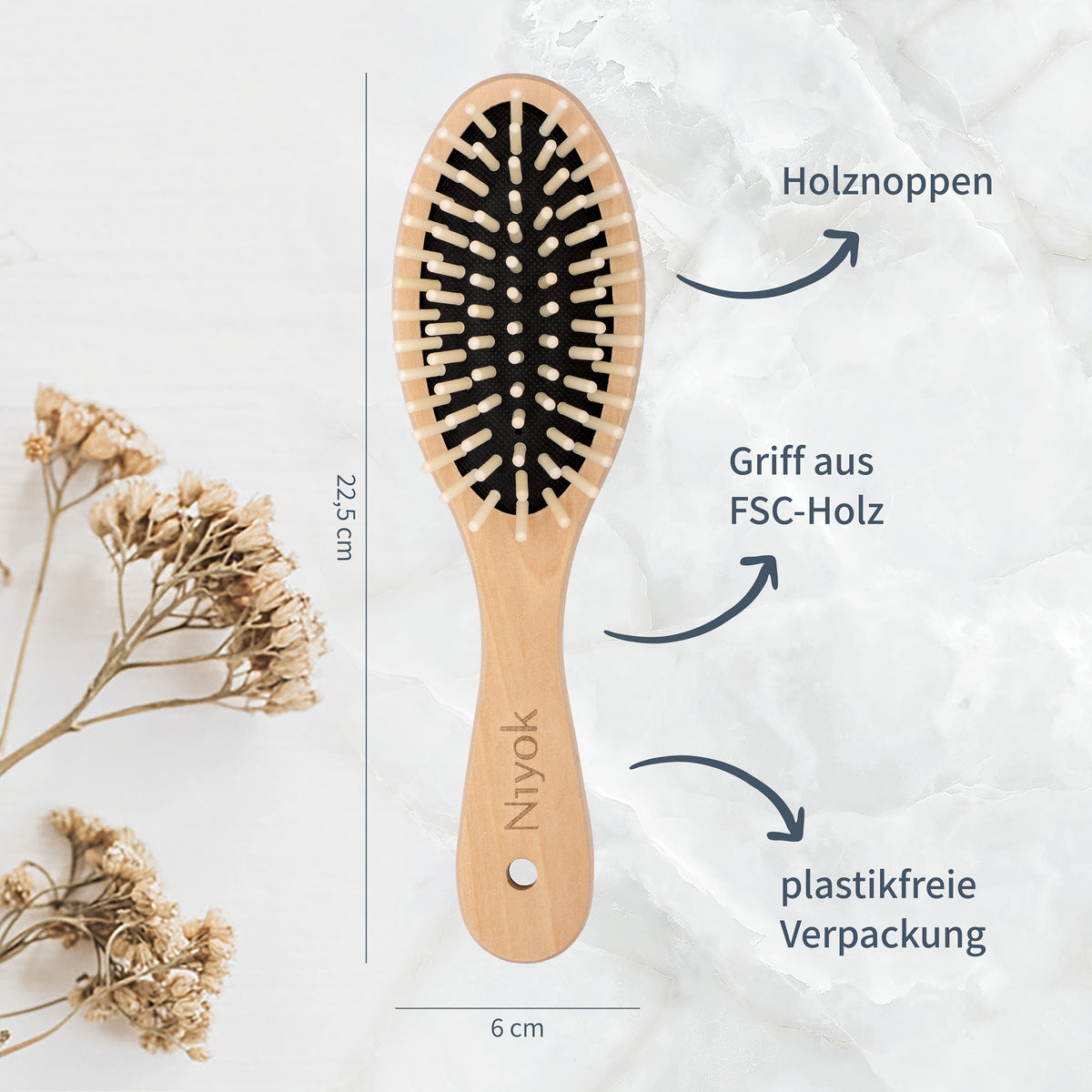 Haarbürste mit Holznoppen (groß)