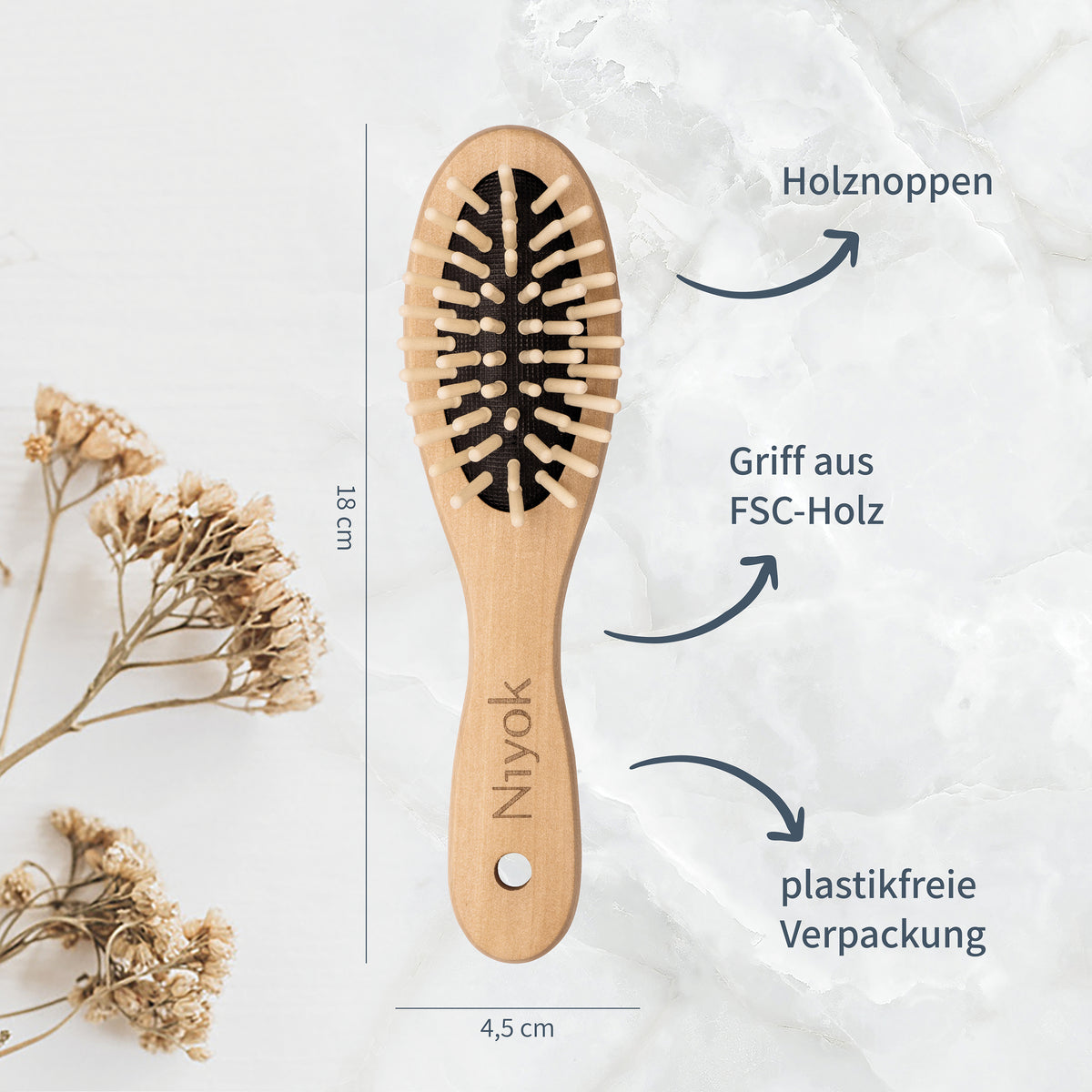Haarbürste mit Holznoppen (klein)