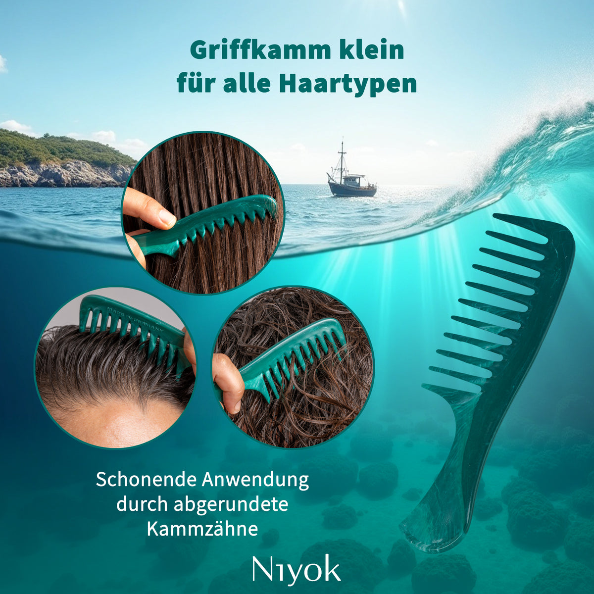 Griffkamm klein, aus recycelten Tauen