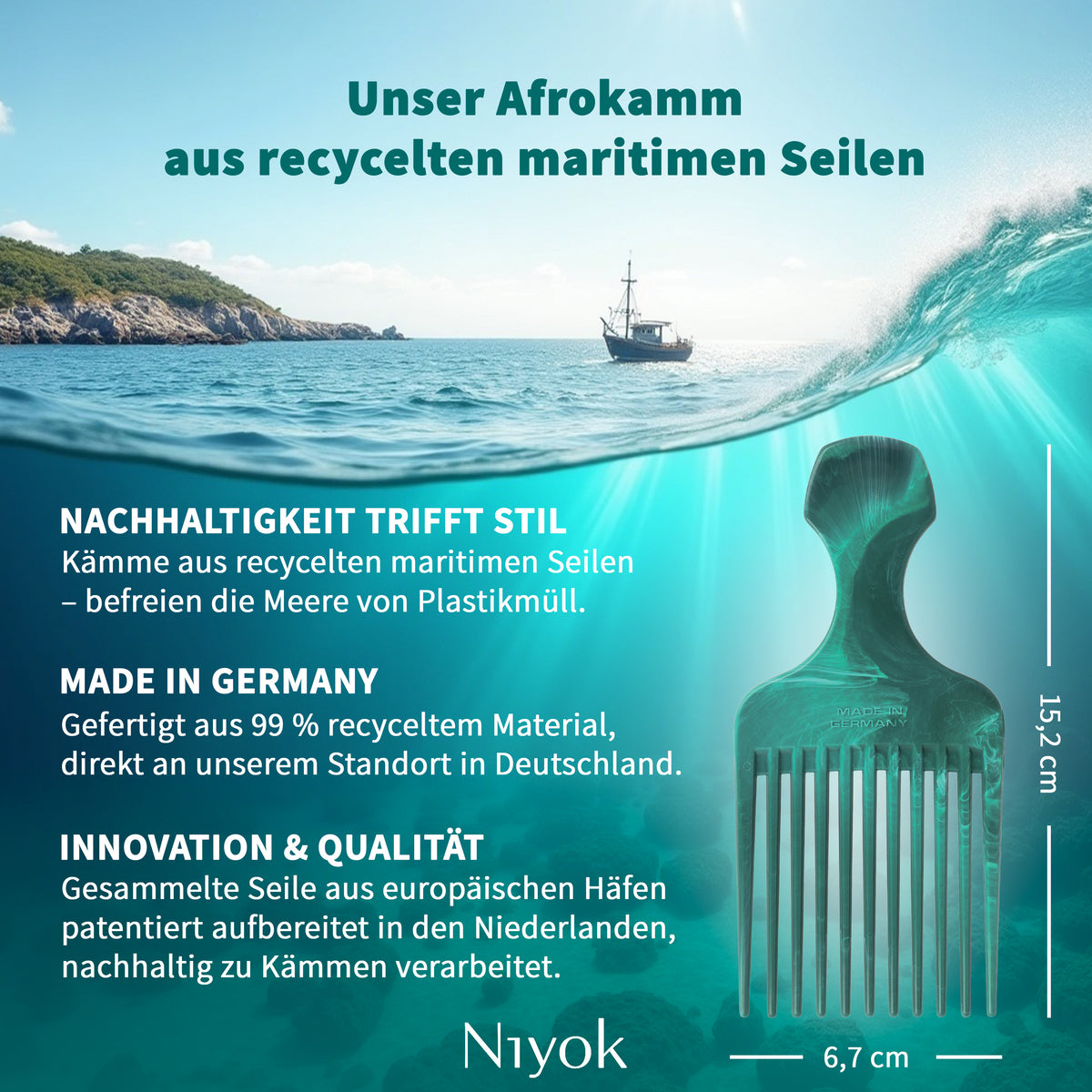 Afrokamm,  aus recycelten Tauen