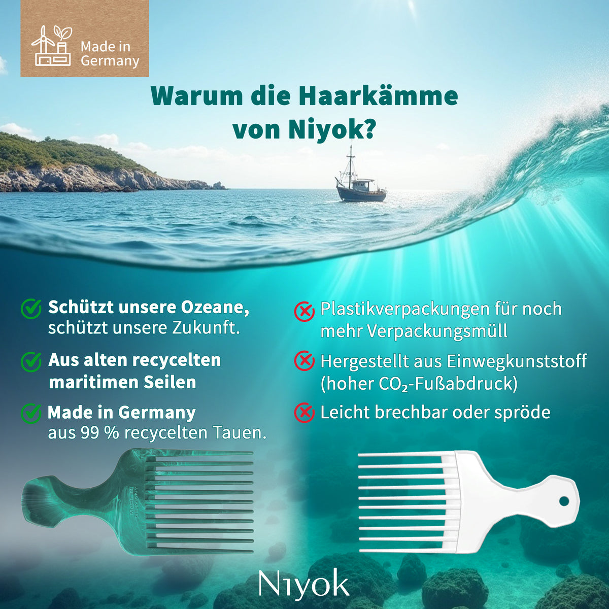 Afrokamm,  aus recycelten Tauen