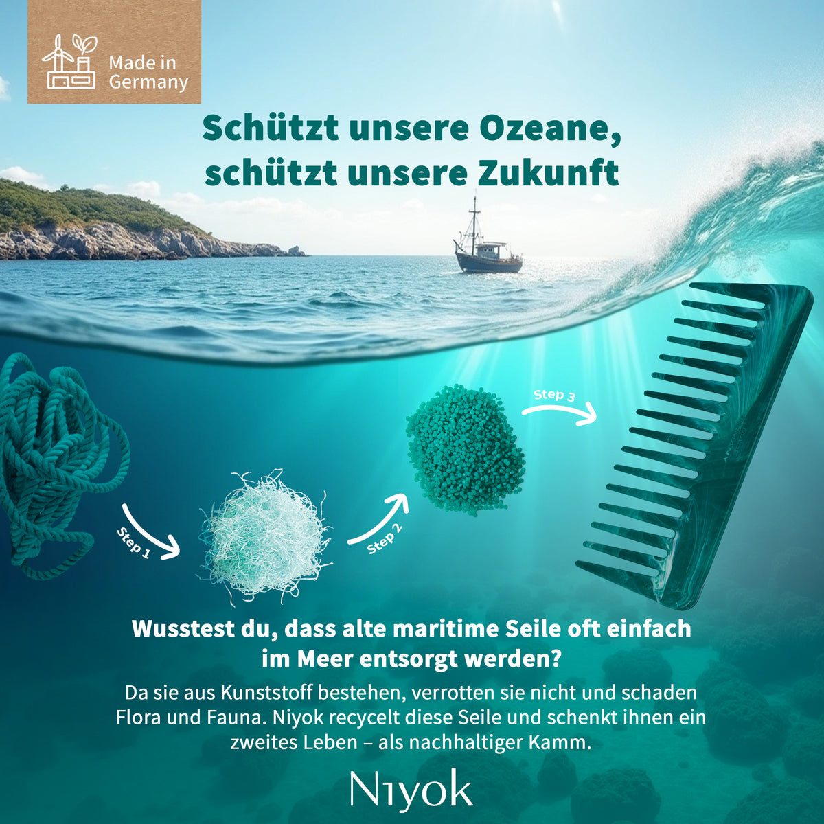 Lockenkamm,  aus recycelten Tauen