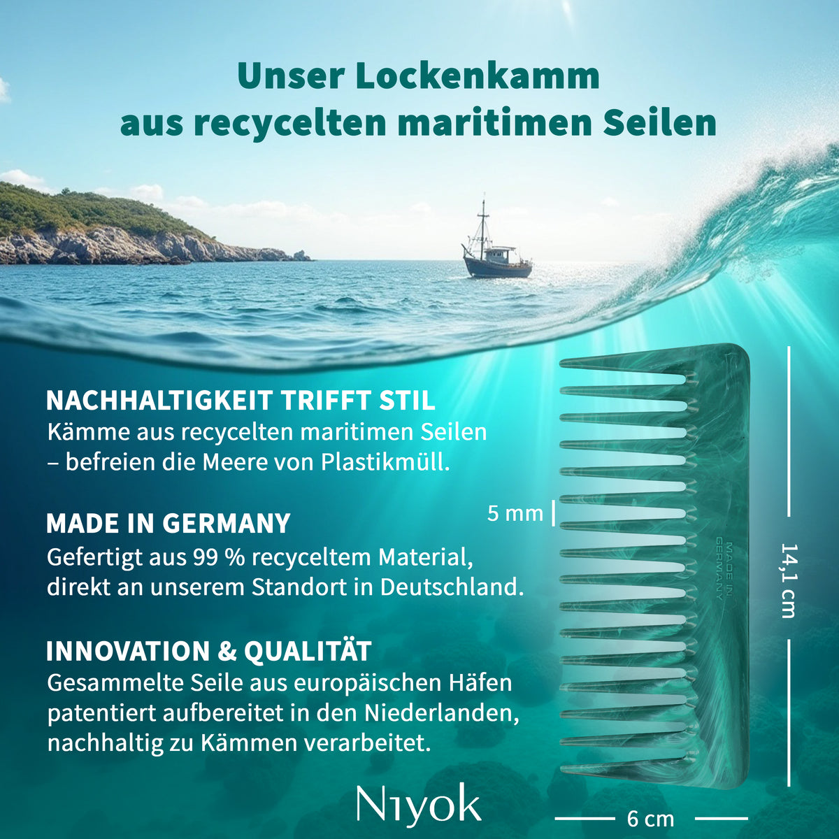 Lockenkamm,  aus recycelten Tauen