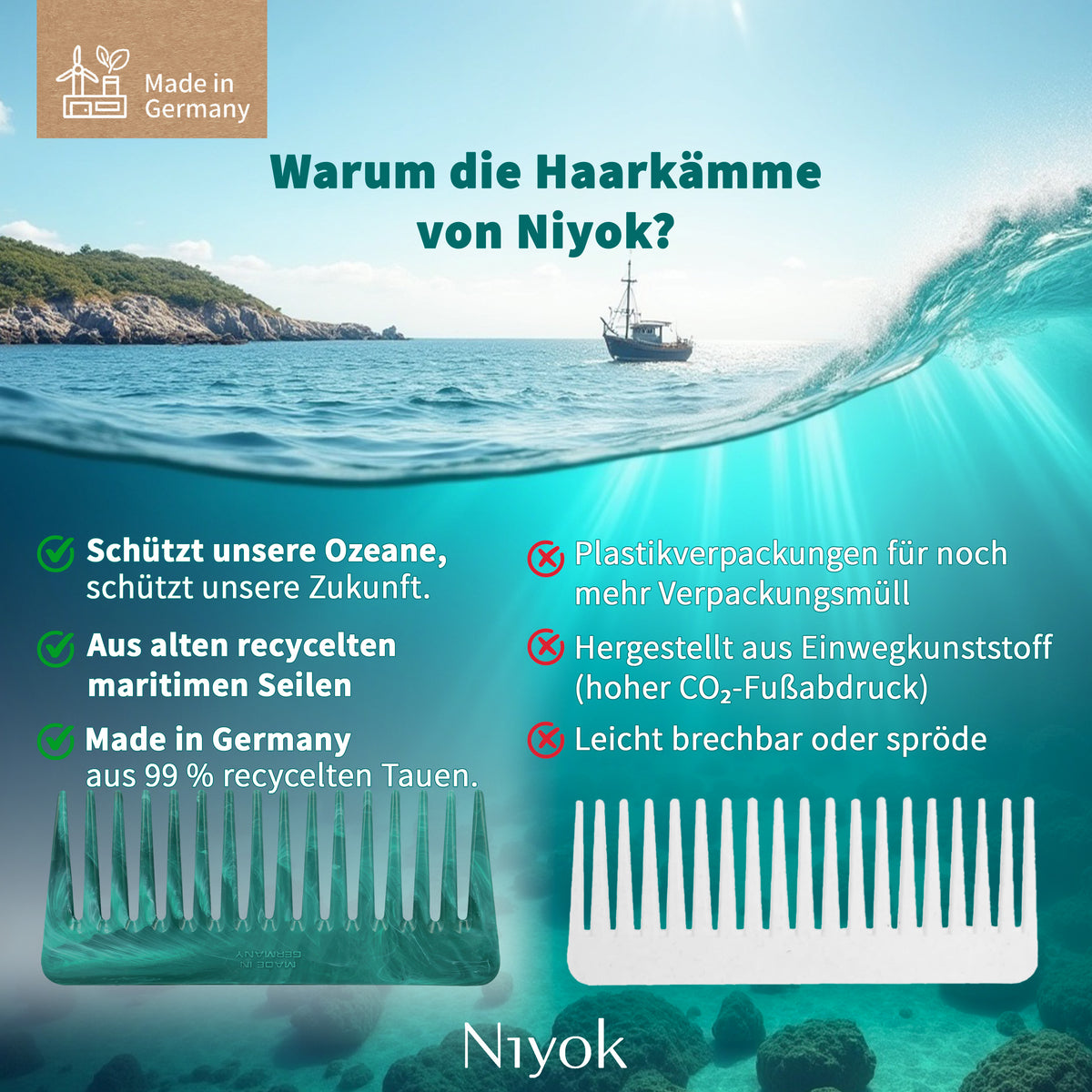 Lockenkamm,  aus recycelten Tauen