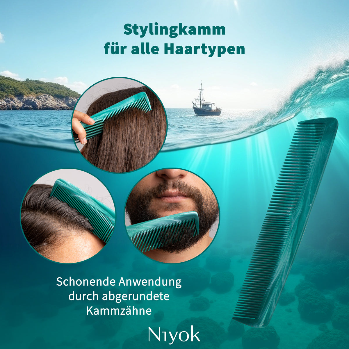 Stylingkamm,  aus recycelten Tauen