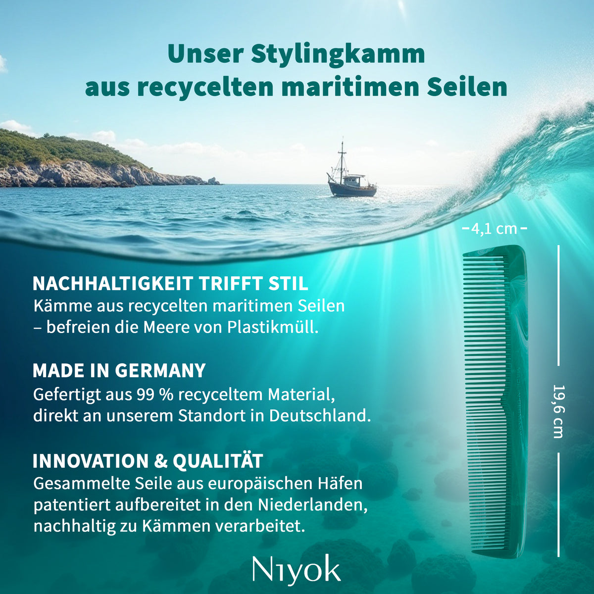 Stylingkamm,  aus recycelten Tauen