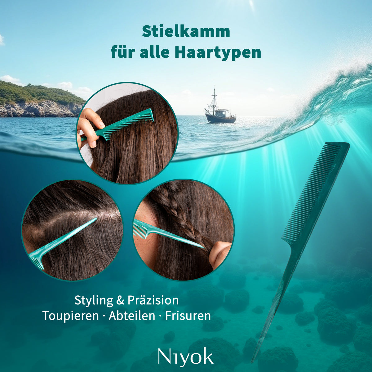 Stielkamm,  aus recycelten Tauen