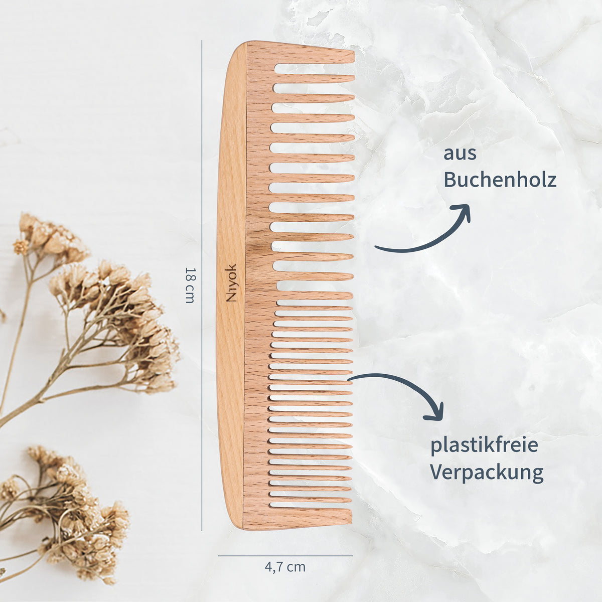 Buchenholz Frisierkamm – plastikfrei & sanft zum Haar