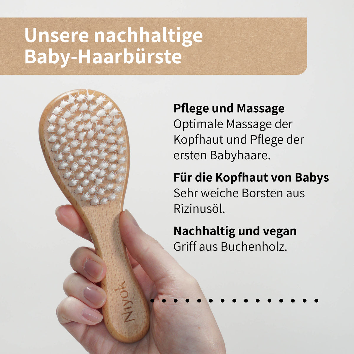 Babyhaarbürste extra weich, mit Borsten auf Rizinusölbasis