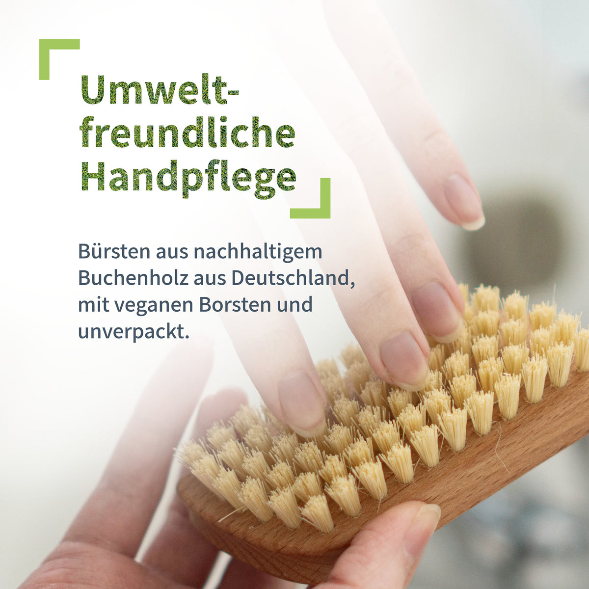 Garten‑Handwaschbürste aus Buchenholz – feste Fibre‑Borsten, ergonomische Griffmulde