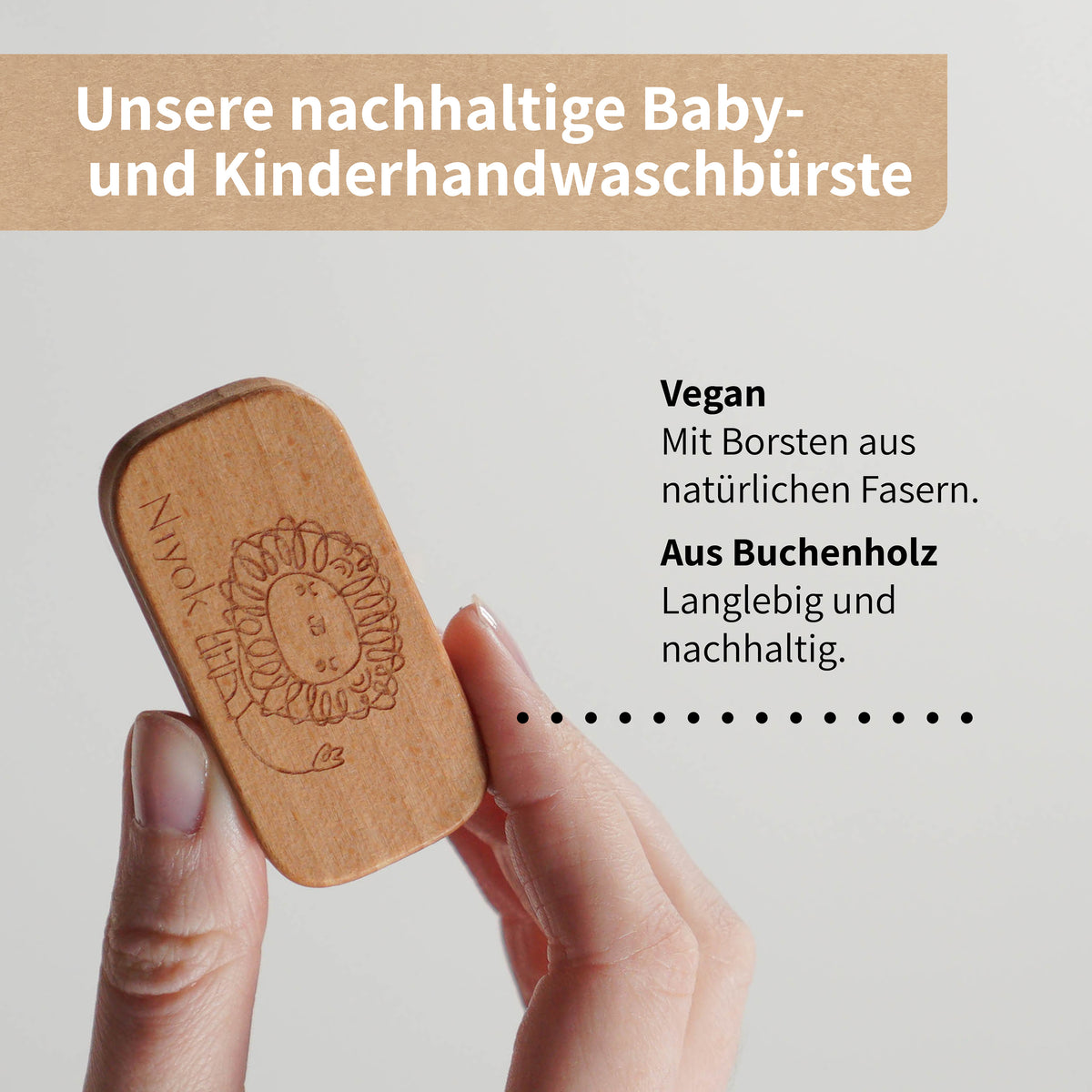 Hochwertige Baby- und Kinderhandwaschbürste aus Buchenholz und Fibre Borsten