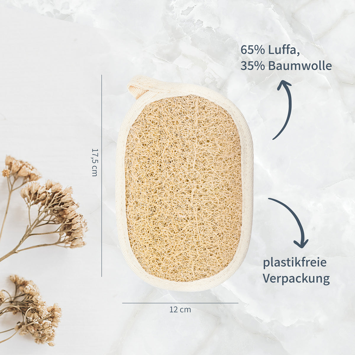 Massagepad Luffa & Baumwolle (oval)