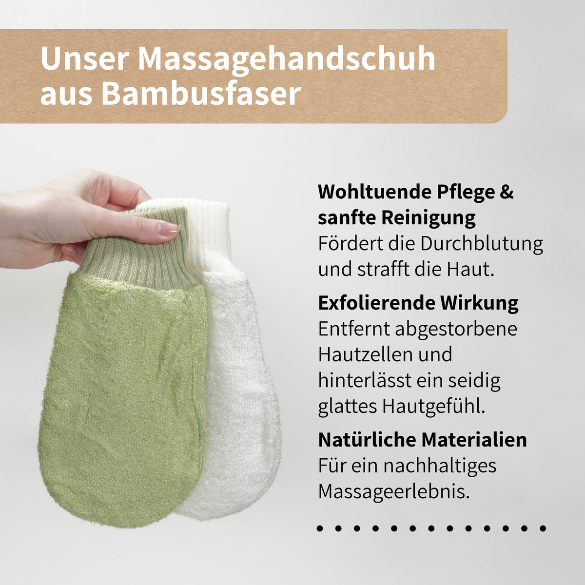 Massagehandschuh Bambusfaser - Peeling für empfindliche Haut