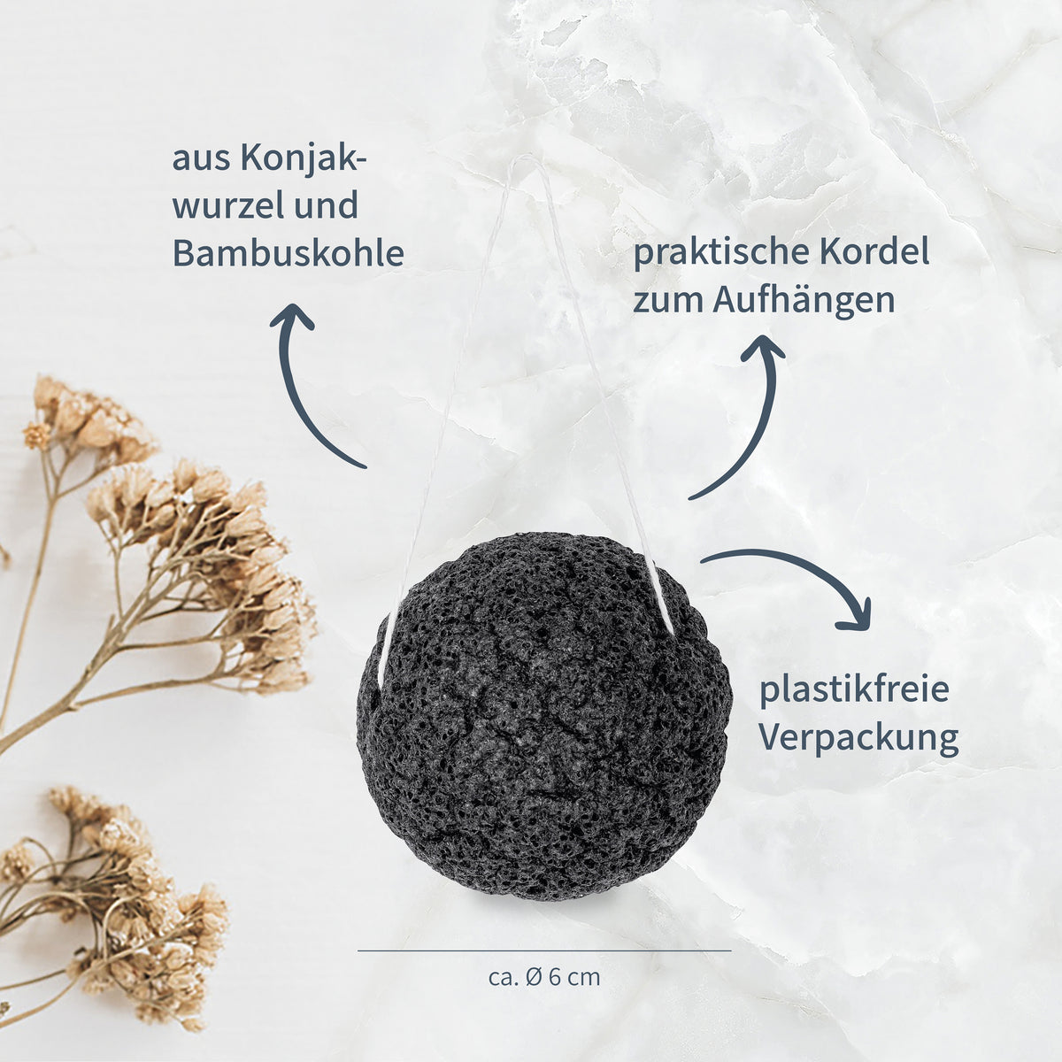 Konjac Schwamm mit Bambuskohle