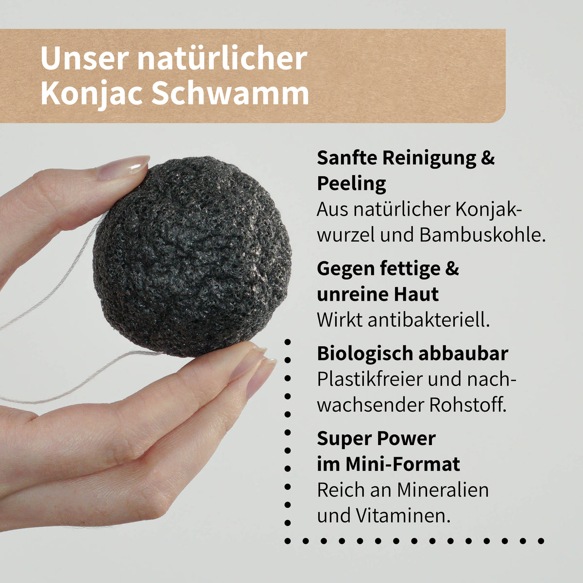 Konjac Schwamm mit Bambuskohle