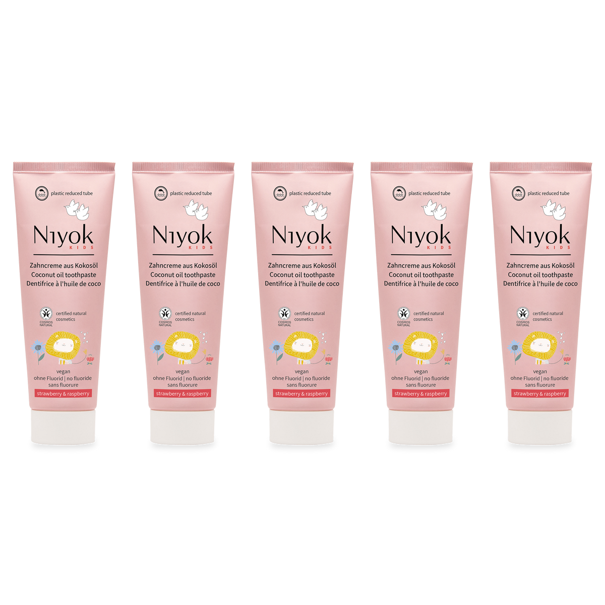 Zahncreme aus Kokosöl (KIDS) – Natürlich Weiß & Fruchtig Mild (Erdbeere Himbeere) - Vegan & ohne Fluorid