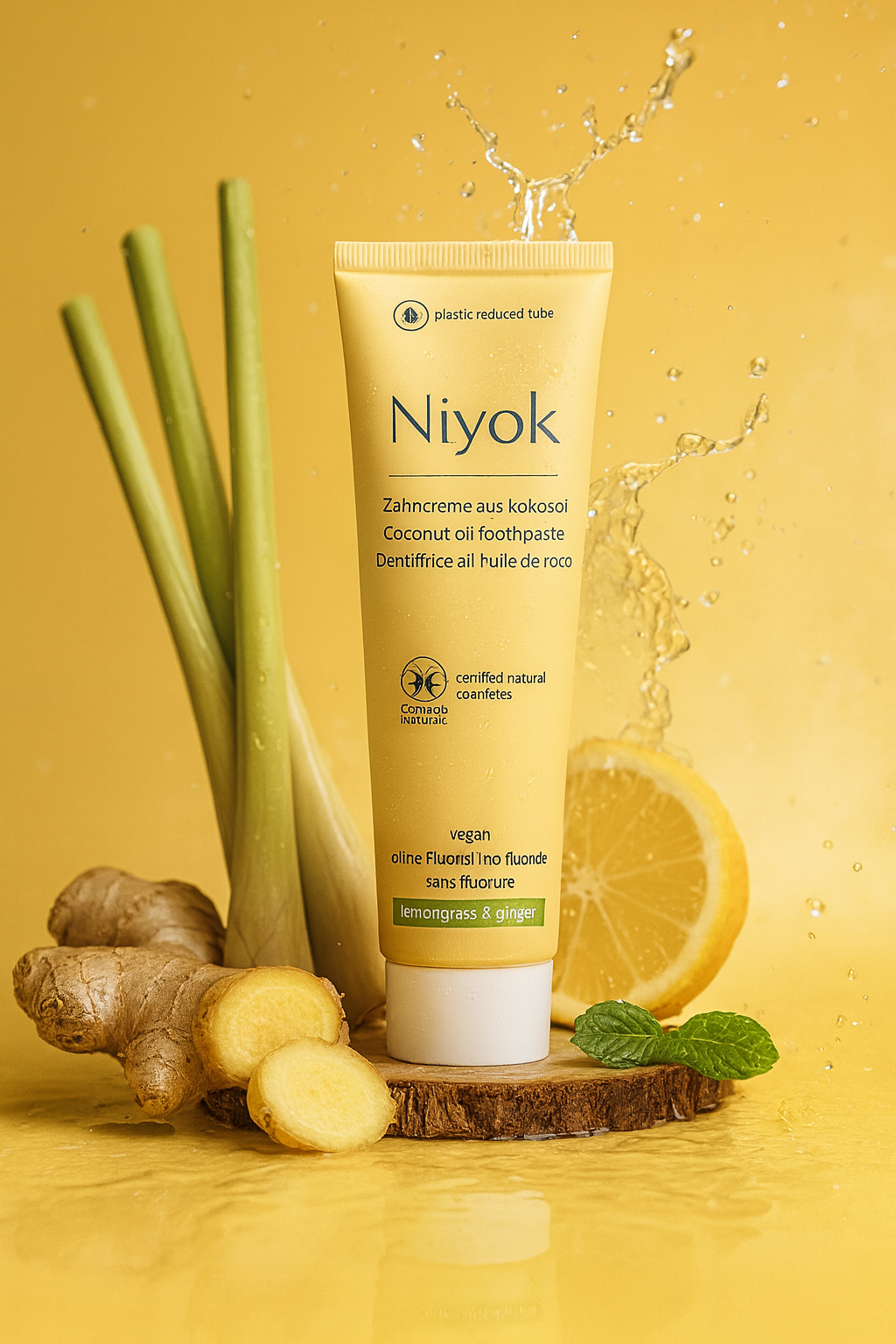 Zahncreme aus Kokosöl – Natürlich Weiß & Belebend (Zitronengras Ingwer) - Vegan & ohne Fluorid