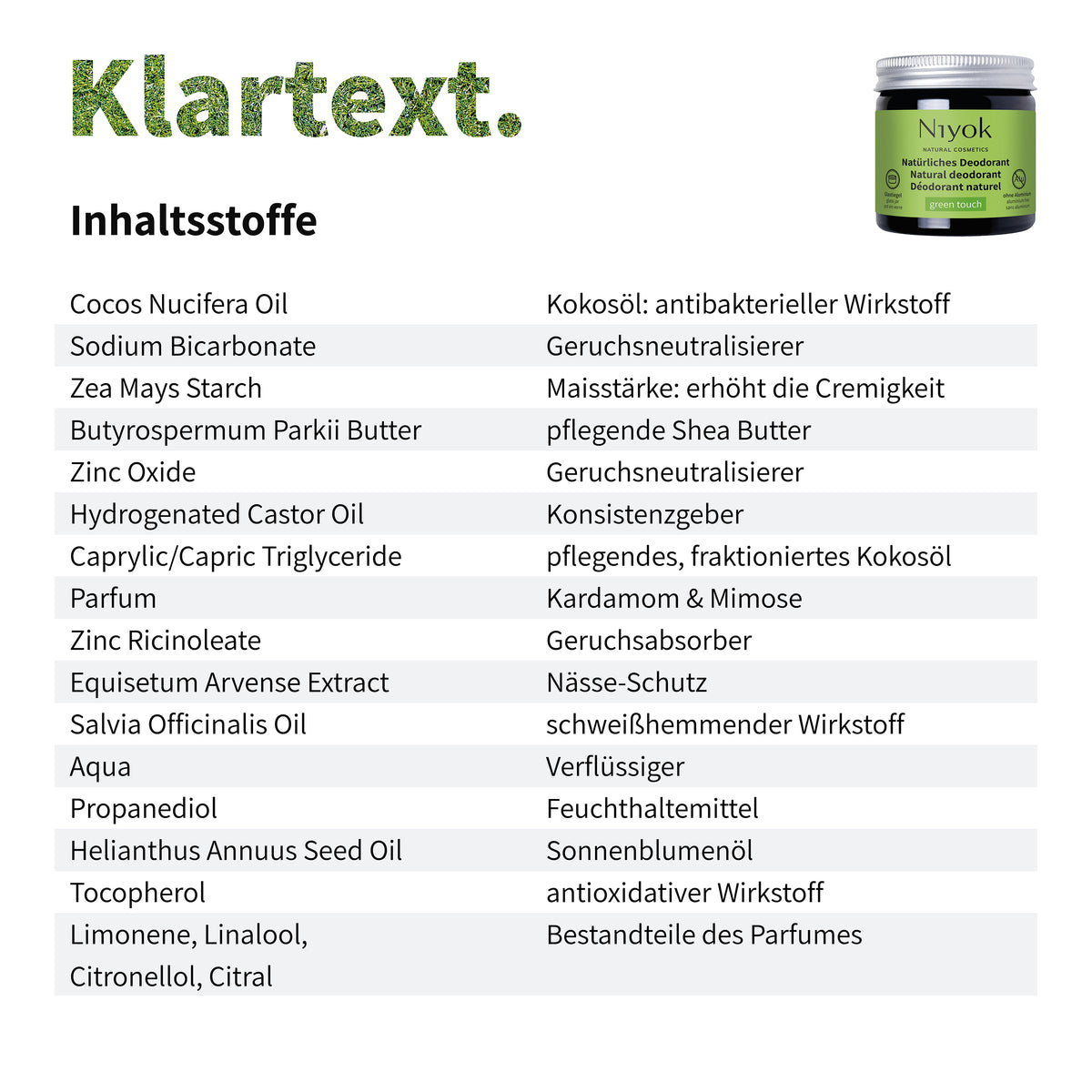 Deocreme (Green Touch) – Feinherber Duft – 2 in 1 Antitranspirant + Schutz – Vegan & ohne Aluminium