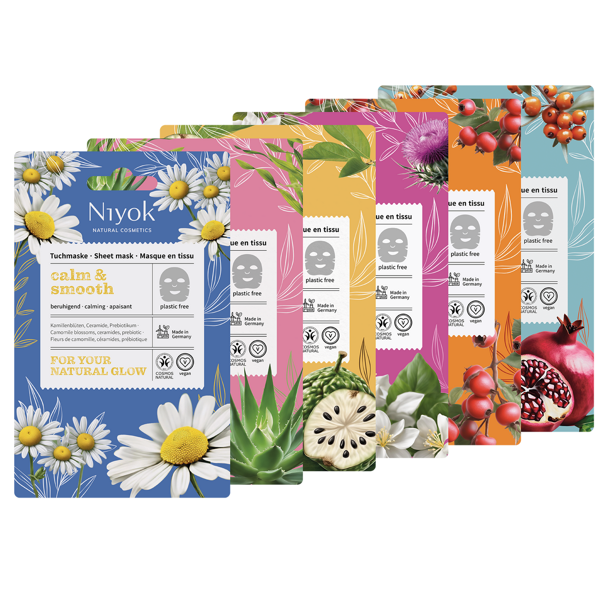 Beruhigende Tuchmaske für empfindliche Haut mit Kamille & Ceramiden „Calm & Smooth“