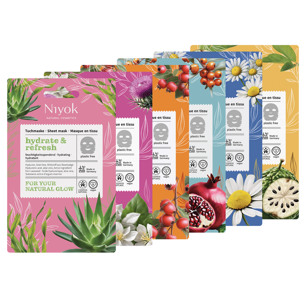 Feuchtigkeitsspendende Tuchmaske - Sofortfrischeeffekt mit Hyaluronsäure & Aloe Vera „Hydrate & Refresh“