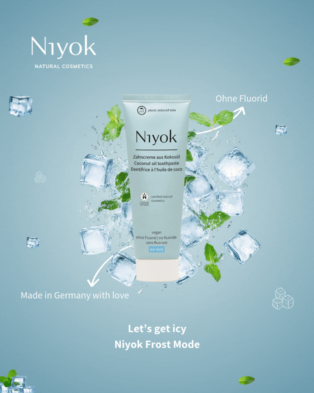 Zahncreme aus Kokosöl – Natürlich Weiß & Extra Frisch (Eisminze) - Vegan & ohne Fluorid
