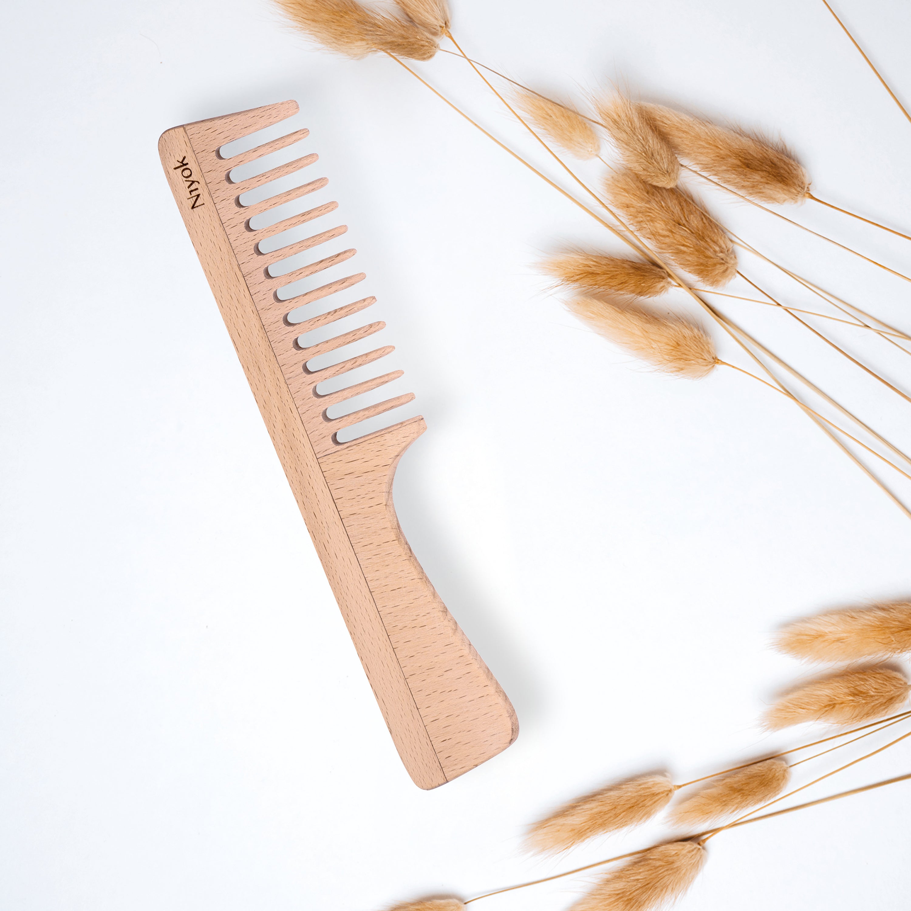 Holzkamm Für Locken – Grober Kamm Aus Grünem Sandelholz, 15 Cm, Antistatisch, Mit Aufbewahrungstasche
