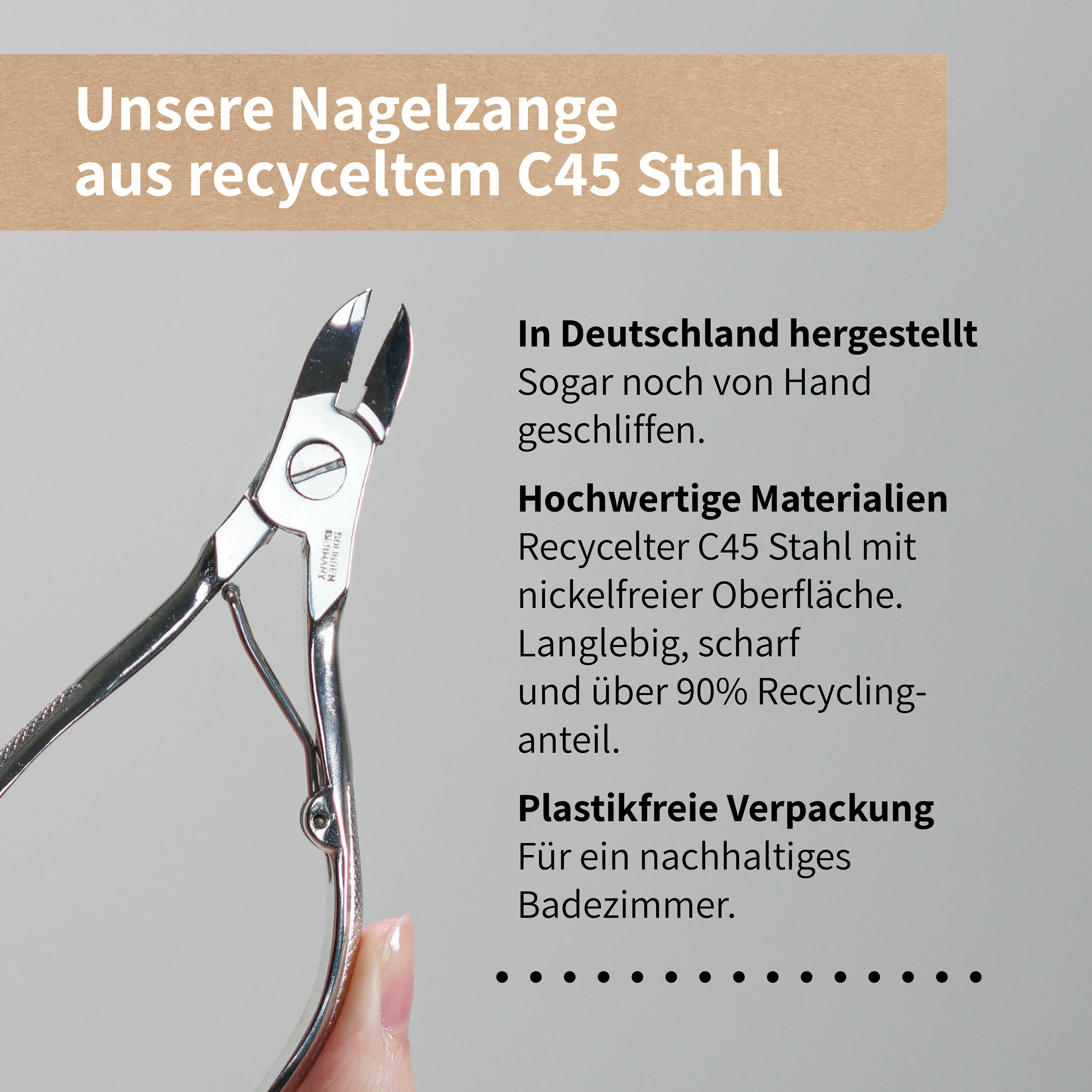 Nagelzange Aus Gehärtetem Edelstahl | 11 Cm, Für Harte Fußnägel, Rostfrei, Mit Umlegbarer Feder