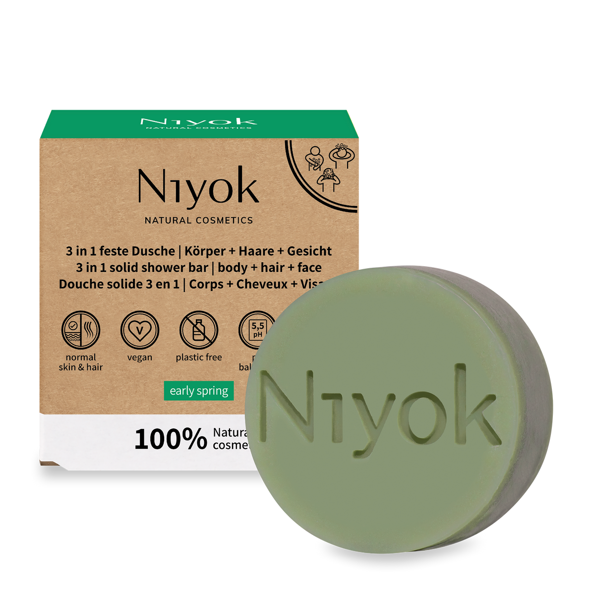 3 in 1 feste Dusche | Körper + Haare + Gesicht - Early spring