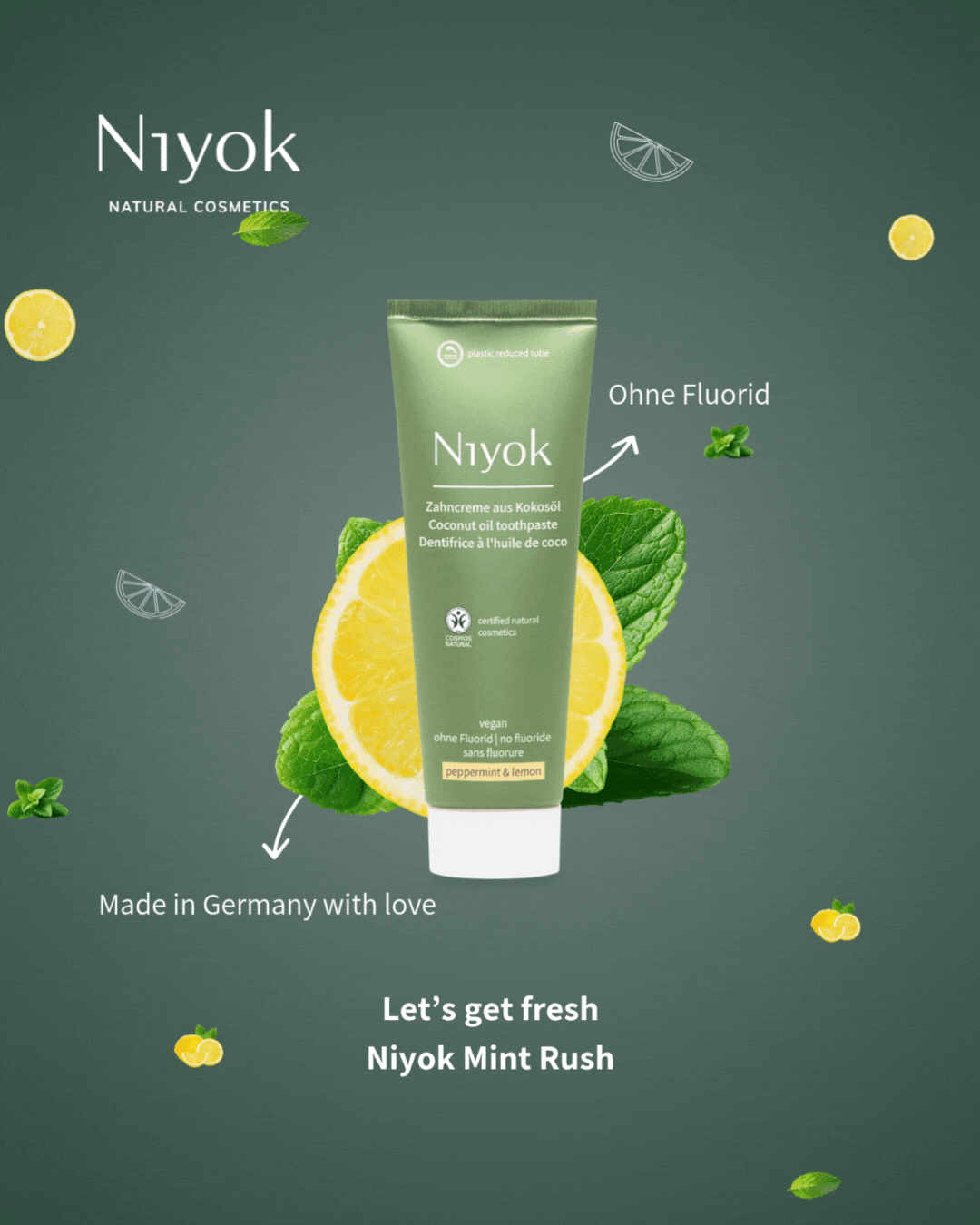 Zahncreme aus Kokosöl – Natürlich Weiß & Frisch (Pfefferminze Zitrone) - Vegan & ohne Fluorid