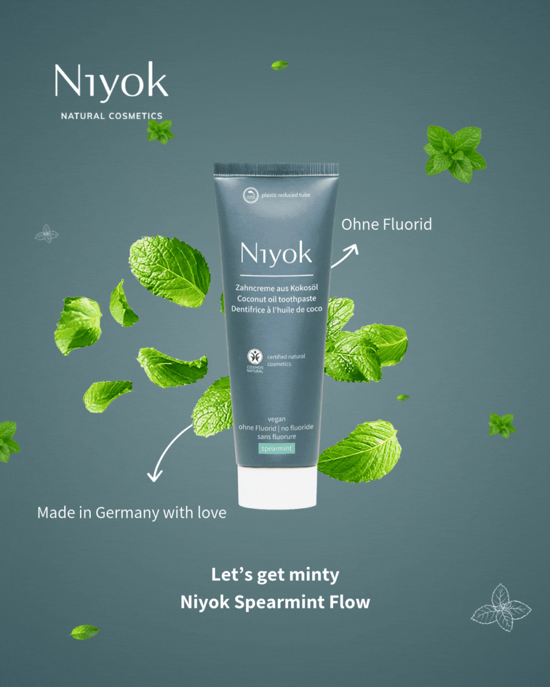 Zahncreme aus Kokosöl – Natürlich Weiß & Sanft Frisch (Spearmint) - Vegan & ohne Fluorid