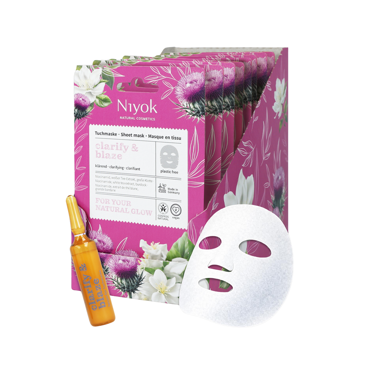 Klärende Tuchmaske - Tiefenreinigung mit Niacinamid & Weißem Tee „Clarify & Blaze“