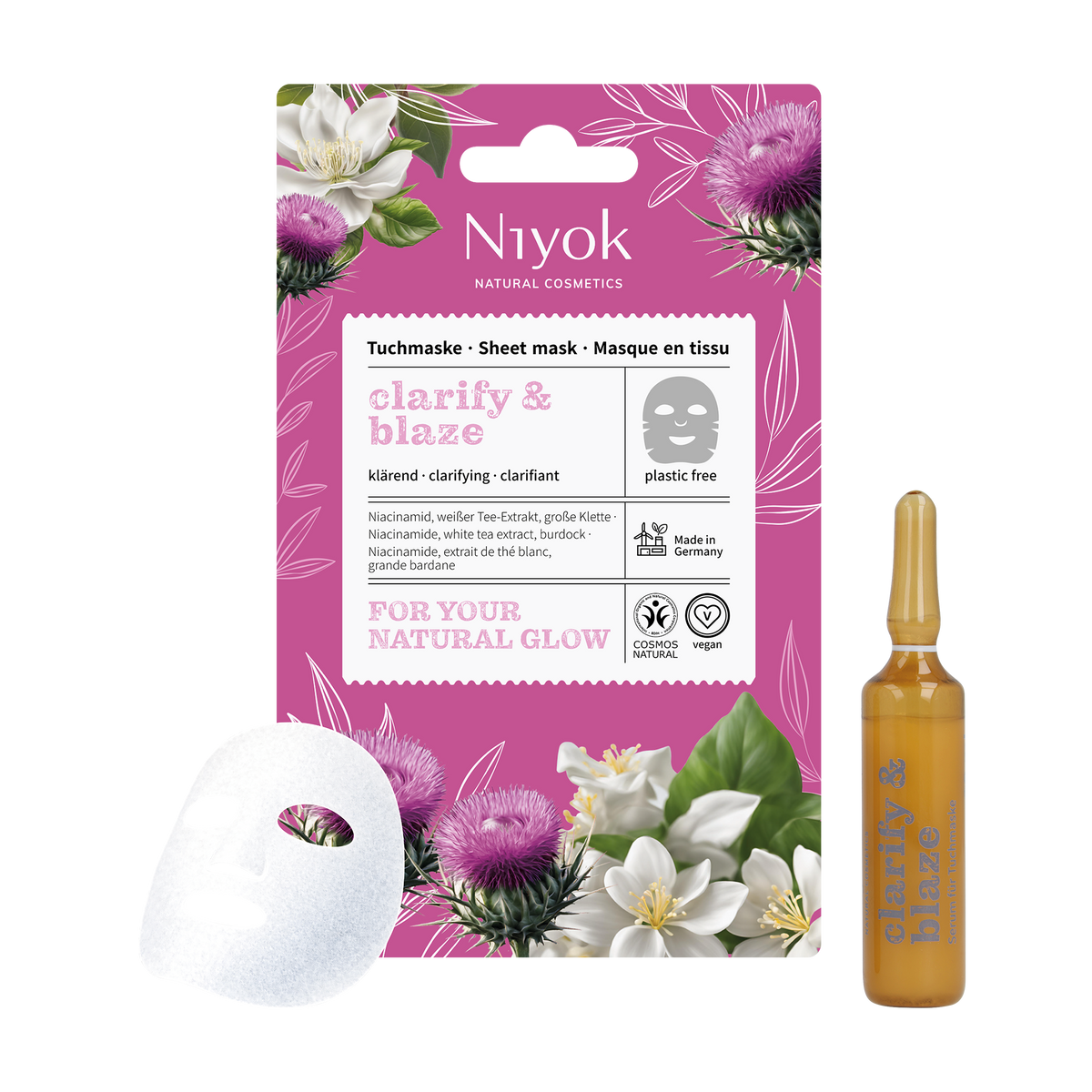 Klärende Tuchmaske - Tiefenreinigung mit Niacinamid & Weißem Tee „Clarify & Blaze“